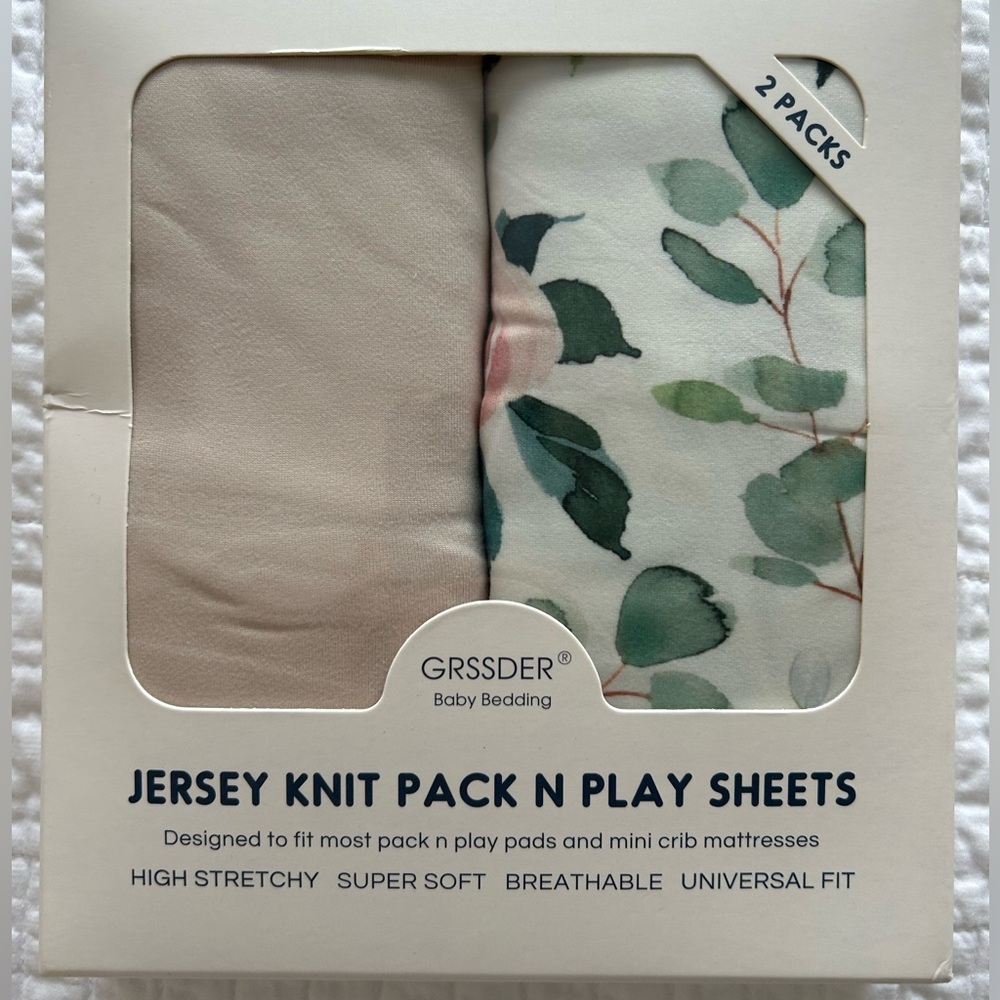 GRSSDER Jersey Knit Pack N Play Sheets Set